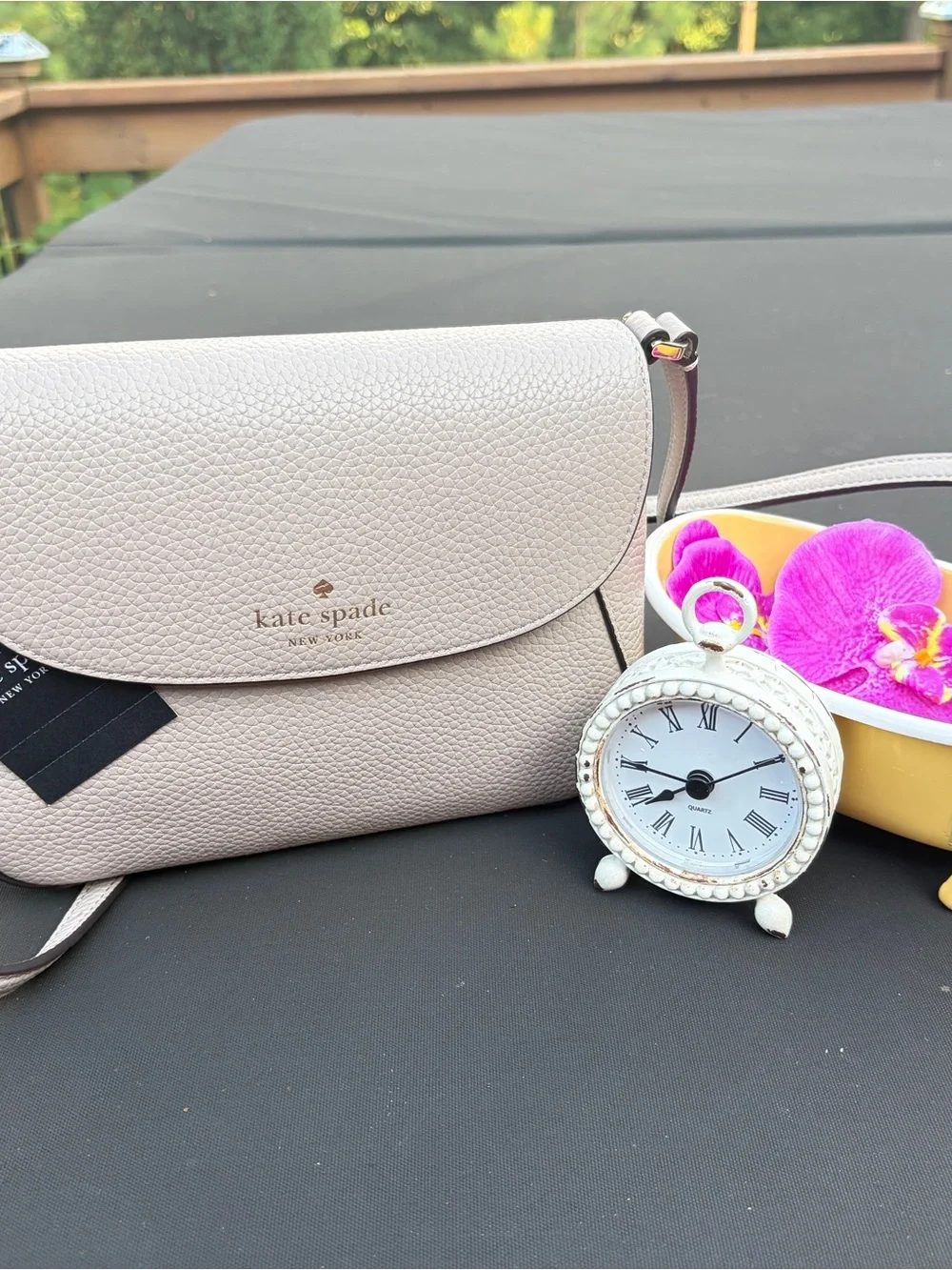 Kate Spade Monica Small Flap  Pebbled Leather Crossbody in Cozy Gray NWT